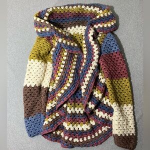 EUC Crochet Open Cardigan Sweater Mandala Style Cottage Core Women's Medium/L